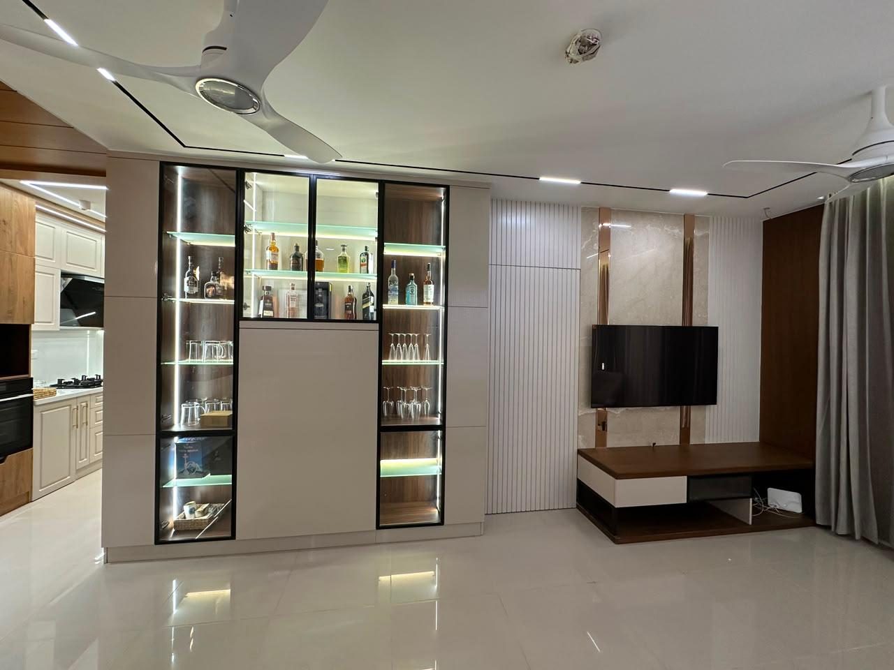 Backlit crockery and bar unit