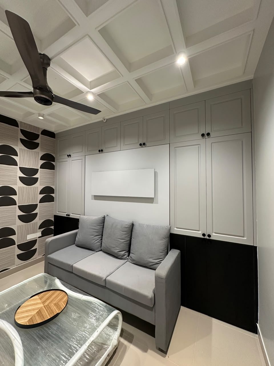 Living room bar unit and TV wall